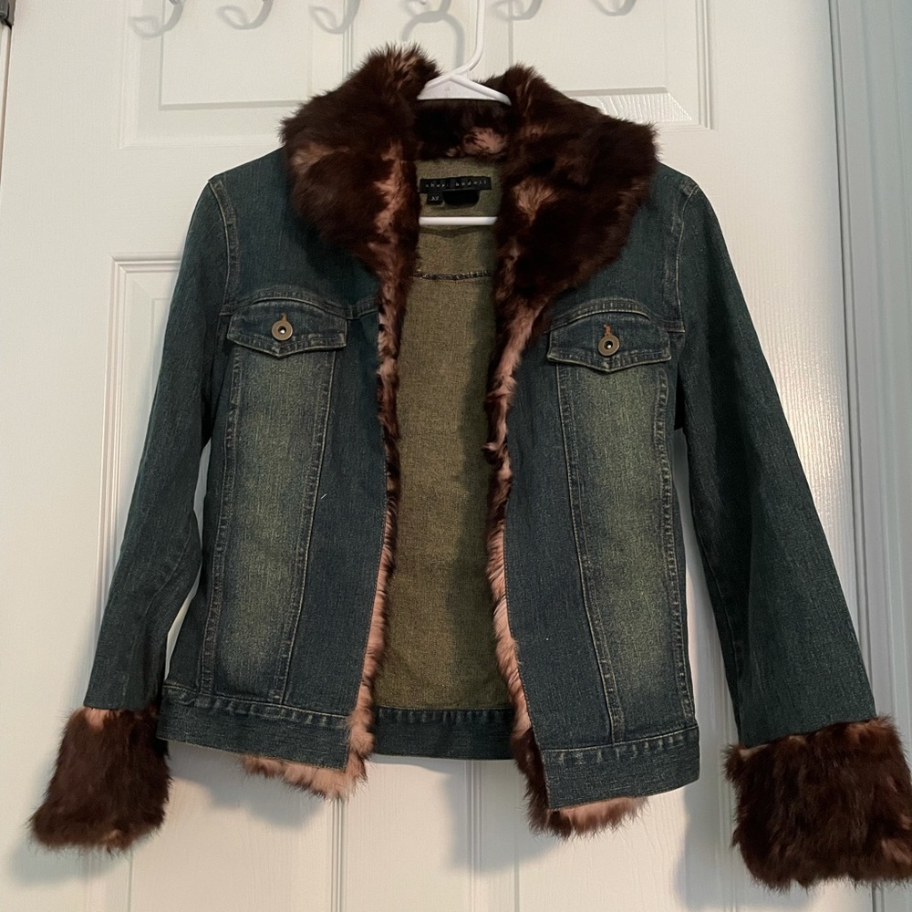 jean jacket with fur lining by sheri bodell